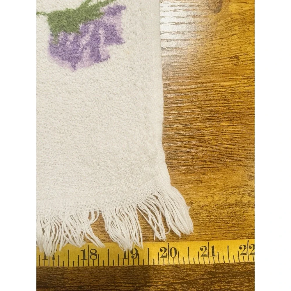 Vintage 70s Cannon‎ Hand Towel Purple Flowers